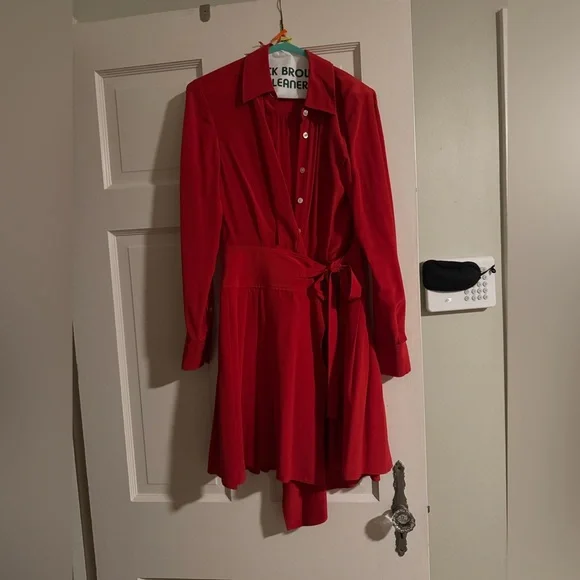 fitted lace wedding dress Red Plaid Print Ruffled Long Sleeve Patchwork Hem Mini Shirt Dress Red / XL / 65%Polyester+30%Viscose+5%Elastane main image 1